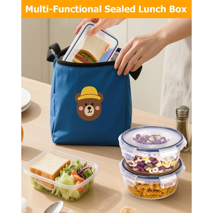 Набір контейнерів для зберігання продуктів 24 шт. з кришкою, герметичні, для кухні, 1L/0.84L/0.7L/0.55L/0.35L