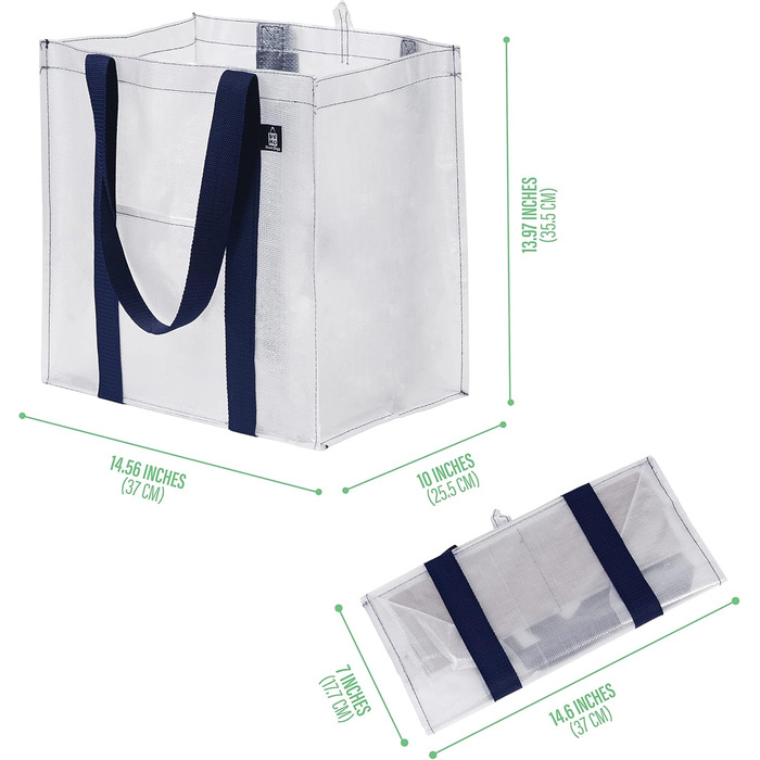 VENO 34 Liter Large Shopping Bag Foldable with Sturdy Bottom and Front Pocket, Reusable Shopping Bags Water-Resistant Tote Bag Shopping Basket for Shopping, Picnic (Transparent, 4-Pack)