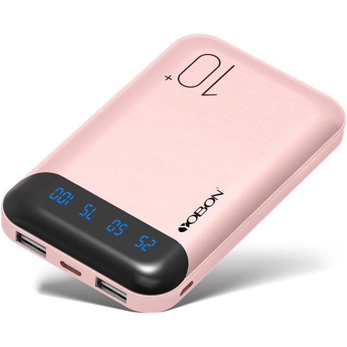 Портативний акумулятор Power Bank 10000mAh з двома USB виходами та USB-C входом (рожевий)