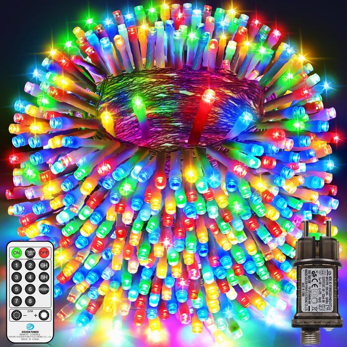 Ланцюжок LED-ліхтарів на батарейках: 1000 LED, тепле світло, для дому та вулиці, з пультом, для вечірки, весілля, декору ялинки