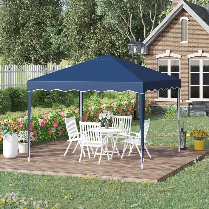 Outsunny Folding Gazebo 3x3m Garden Gazebo Foldable Party Tent Adjustable Height with Carrying Bag UV Protection Made of Steel and Oxford Blue