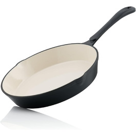 Enameled Cast Iron Skillet - 24cm Blue Berry | Cast Iron Skillet with Spouts | Ideal for Steaks & More