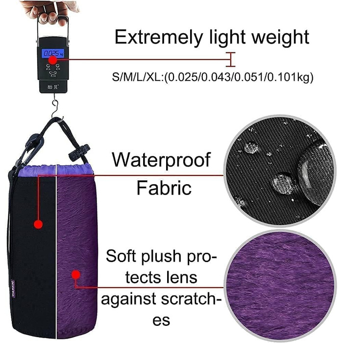 Набір чохлів для об'єктивів Cwatcun з неопрену (4 шт.) - для Canon, Nikon, Sony, Pentax, Panasonic, Fuji, Tamron, Sigma