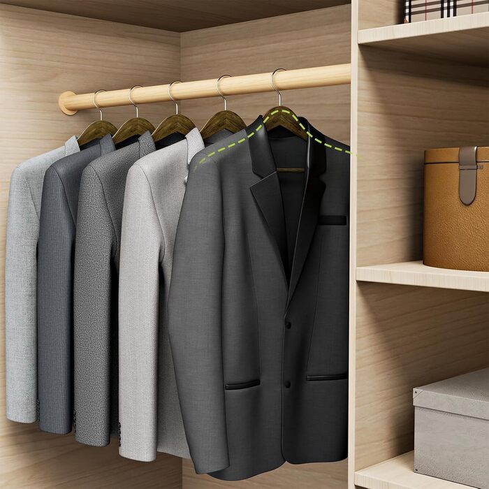 Дерев'яні вішалки для одягу AWY04N (Медовий колір, 10 шт.) - для костюмів, сорочок, пальто