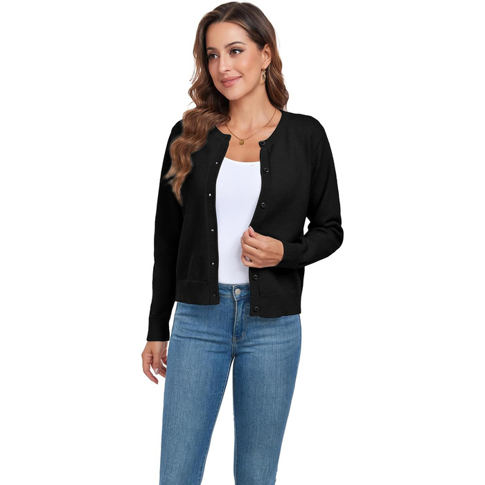 Кардиган жіночий KESSER, чорний, розмір M: теплий, класичний, з довгим рукавом, з ґудзиками, для осені та зими
