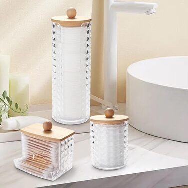 Організатор для ватних дисків та паличок: набір з 3 шт. з акрилу для ванної кімнати