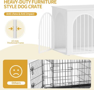 Клітка для собак Hzuaneri, 100 см, 3 двері, сучасний дизайн, для дому, висока міцність, 100 x 60 x 63 см, DFC84101B (білий)