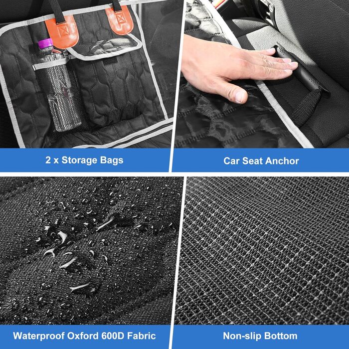 Автомобільна підстилка для собак OneAmg - захист заднього сидіння, з вікном, боковими бар'єрами, кріпленням для безпеки, чорна або сіра, 130 x 139 см