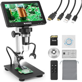 Цифровий мікроскоп WADEO USB HD з зумом 50x-1600x, портативна інспекційна камера з 8 LED, сумісний з iOS, Android та планшетами (7 дюймів)