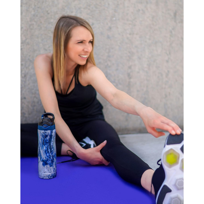 Contigo Ashland Chill Autospout Water Bottle with Straw, Stainless Steel Water Bottle, Leak-Proof, Insulated Bottle for Sports, Cycling, Hiking, 590 ml, (Cloudburst)
