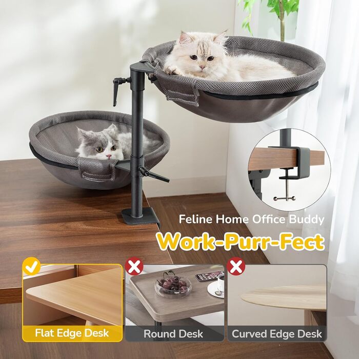 Підвісне ліжко для котів CATISM 360° обертання, лежанка, гамак, кошик для сну, підвісне ліжко для котів, 36x38 см, до 20 кг