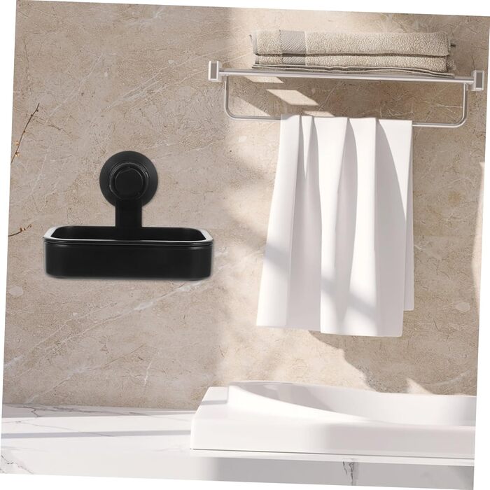 Настінний диспенсер для мила з присосками, мильниця, тримач для ванної кімнати та кухні, без інструментів, міцний та простий у встановленні, чорний