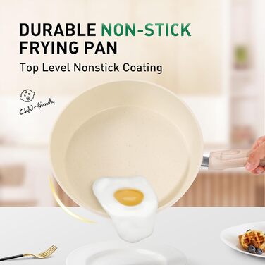 Набір посуду MAISON ARTS 12 предметів: каструлі та сковороди з антипригарним покриттям, гранітне покриття, для індукції, плити, бежевий