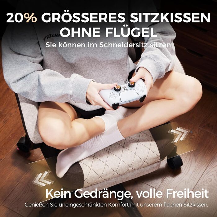 Ігровий крісло Dowinx з тканиною та пружинним сидінням, масажною підтримкою попереку, підніжкою для ніг, ергономічний дизайн, велике та високе, для офісу та ігор, 135 кг, коричневий