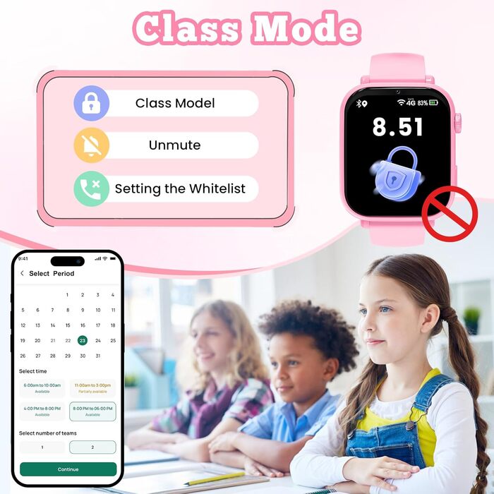 Дитячий розумний годинник Kinder Smartwatch з GPS, 4G, відеодзвінками, SOS та іграми для дітей 4-12 років (рожевий)