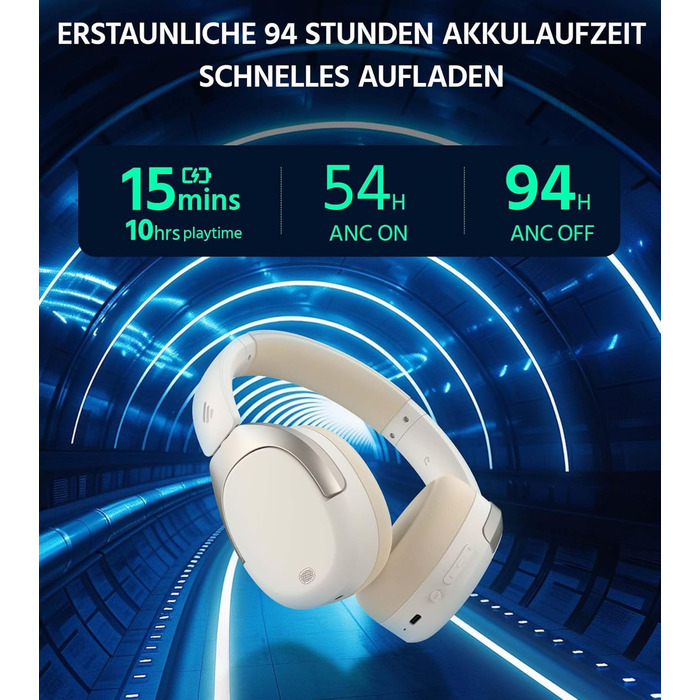 Edifier W830NB Бездротові навушники Over-Ear з ANC -45dB, 94год. акумулятор, LDAC Hi-Res звук, Spatial Audio, швидка зарядка, Bluetooth V5.4 (Слонова кістка)