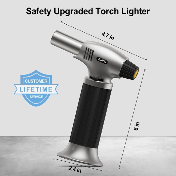 Пальник для крем-брюле Sondiko, газова плита для десертів, паяльник з блокуванням безпеки, срібно-чорний