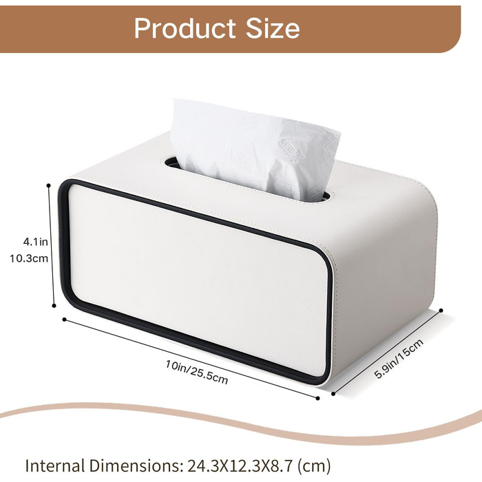 Скріпка для серветок GORESE, шкіряна, квадратна, біла (25.5 x 15 x 10.3 см)