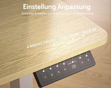 Electric Standing Desk with Drawers - 120x60cm Oak - Adjustable Height Desk for Home Office & DIY Pegboard