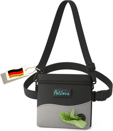 Сумка для кормів PetLove Leckerlibeutel для собак • З магнітною застібкою • З диспенсером для відходів • Можна використовувати як поясну сумку • Сіра S