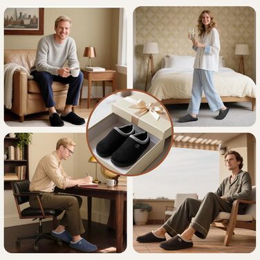 Тапочки халатні Ruyi: теплі фетрові тапочки для дому та вулиці (чорні, 40 EU) з підтримкою склепіння стопи та антиковзкою підошвою