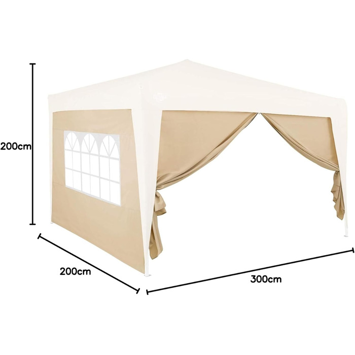 Deuba® 2-Piece Side Walls, 3x2 m each, Water-Repellent, Side Windows, Zipper, Tie-Down Straps, Gazebo, Folding Gazebo, Garden Tent, Party Tent, 6x3m (Beige)