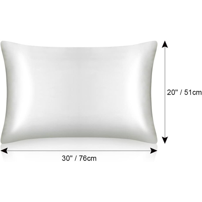 Tenn well Mulberry silk pillowcases for hair and skin, both sides, 100% pure silk, 19 Momme soft, smooth pillowcase with hidden zipper, Standard 51 x 76 cm, White, 2 Pieces Standard 51 x 76cm, 2pcs White