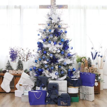 Декоративна куля на ялинку Sea Team з малюнком та блискучими прикрасами, набір (60 мм, 80 мм)