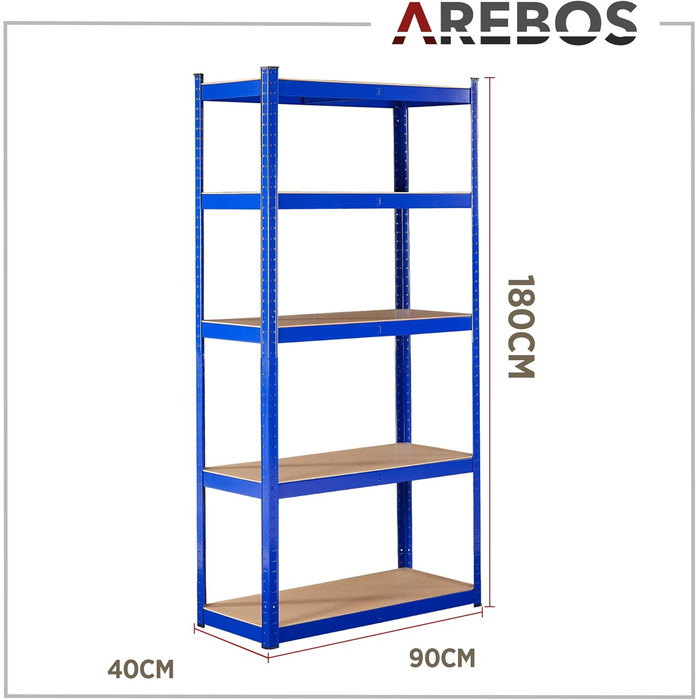 Arebos Heavy-Duty 2-Tier Shelf - 180x90x40cm - 875kg Capacity