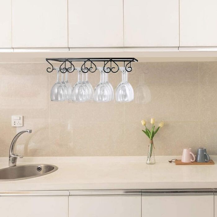 Підвісний тримач для келихів, тримач для вина, металевий, на 4 келихи, з кріпленням, для бару, шафи для вина, кухні