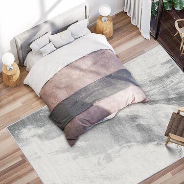 Vamcheer Rug Living Room Short Pile Modern - Bedroom Rug Fluffy, Washable Abstract Rug, Large Rugs for Study Room, Office, Super Soft, Anti-Slip, Light Gray 240x340 Light Gray 240 x 340 CM