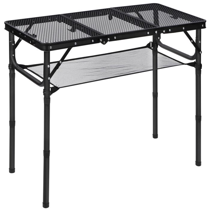 Складний стіл для пікніка REDCAMP 60x40 см, чорний - портативний стіл для кемпінгу, BBQ, приготування їжі на природі з регульованими ніжками