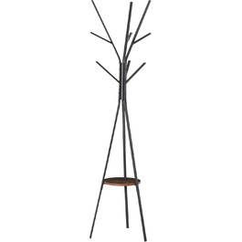 HOMCOM Coat Rack, Clothes Rack with 8 Hooks, Coat Stand with Shelf, Freestanding Coat Rack for Clothes, Hats, Bags, Metal, 45 x 45 x 180 cm (Brown)