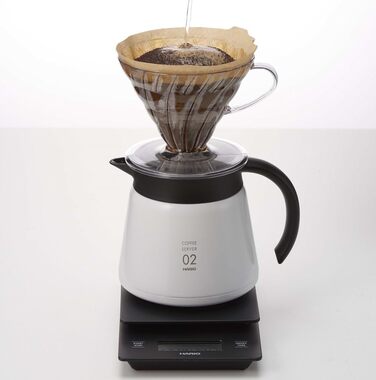 Чайник Hario V60-02, 600 мл, білий, нержавіюча сталь/пластик