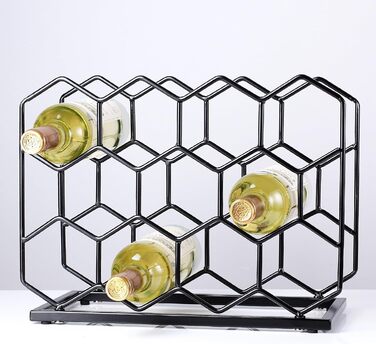 Drincarier Countertop Wine Rack, 14 Bottles, Freestanding, Modern Gold Metal, Pantry, Wine Bottle Storage (Bottles) (Black)