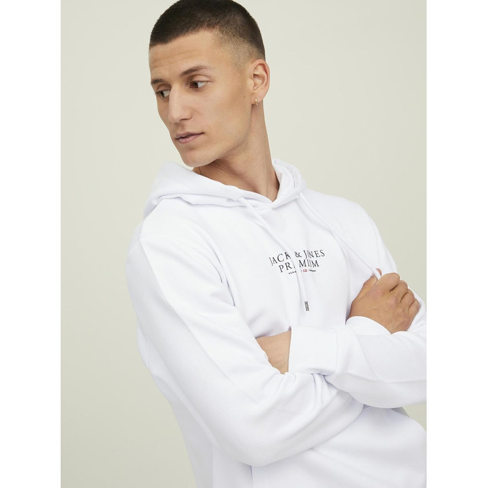 Чоловічий білий худі з капюшоном та логотипом JACK & JONES, розмір M