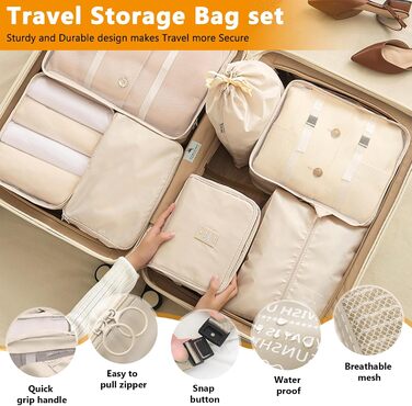 Набір органайзерів для валізи 12 шт. Packing Cubes, бежевий - Розділювачі для одягу в подорожі та на відпочинок