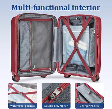 Набір валіз Joyway 4шт з жорстким корпусом та TSA-замком, розширюваний, чорний (червоний), комплект валіз