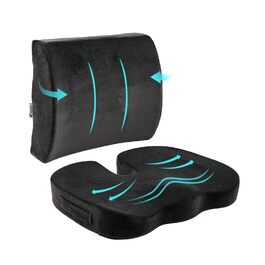 Подушка для спини та сидіння Egret з Memory Foam для офісного крісла та авто, чорна - підтримка попереку, корекція постави, зняття болю
