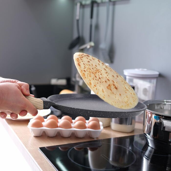Сковорода для млинців Joeji's Kitchen 26 см з антипригарним покриттям – підходить для індукційних плит – для млинців, панкейків, яєць, омлетів, тави та роті