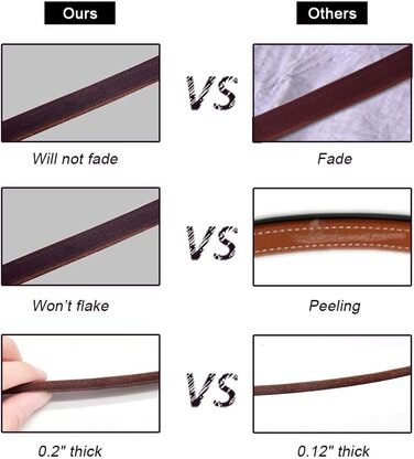 Wellbro Dog Leash made of genuine leather, soft, adjustable pet retriever leash with slider, durable, 1.8 m long x 1.8 cm wide, Brown