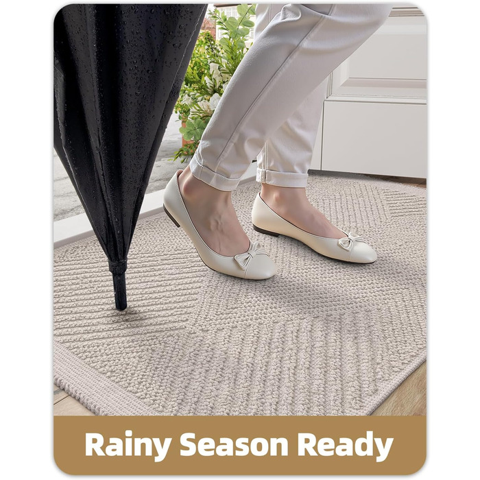 Килимок для дому COLOR&GEOMETRY 50x80 см, бежевий, миючий, для входу, внутрішній та зовнішній, рифлений візерунок