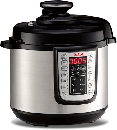 Tefal CY505E Fast & Delicious Multicooker | Electric Pressure Cooker | 6 L Capacity | 25 Automatic Programs | Up to 80% Faster Cooking | Energy-Saving | Recipe Book | 1200 W | Stainless Steel
