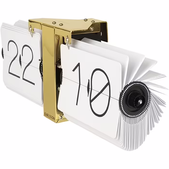 Karlsson KA5601WH Flipwatch without case, white, brass metal stand, white, 8.5 x 36 x 14 cm, novelty item