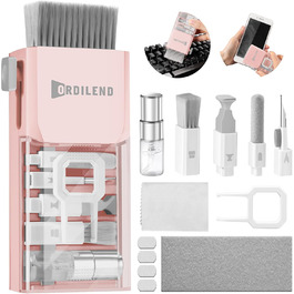 Набір для чищення клавіатури Ordilend: для ноутбука, MacBook, телефону, планшета, комп'ютера. З щіткою. Рожевий.