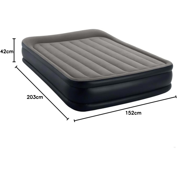Повітряний матрац INTEX Deluxe Pillow Rest для 2 осіб з вбудованим електронасосом та подушкою (152×203×42 см), витримує до 272 кг, Fiber-Tech