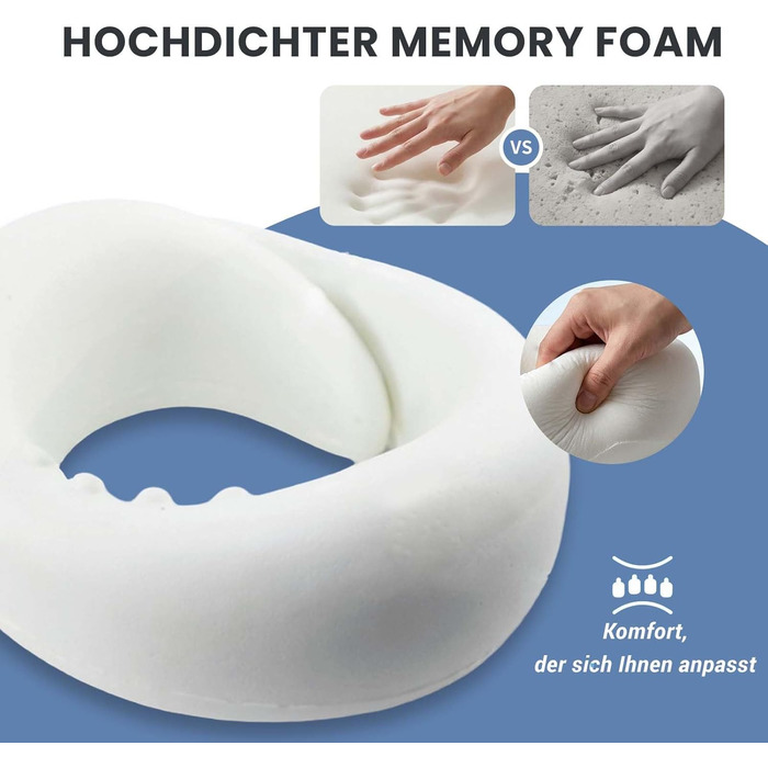 Подушка для подорожей з капюшоном, Memory Foam, темно-сіра. Підтримка шиї для літака, авто та дому