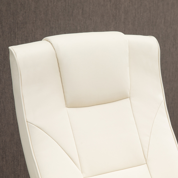 HOMCOM Massage Recliner with Footrest, 360° Swivel, Faux Leather, Steel, Cream White/Brown, 73x83x106cm for Ultimate Comfort