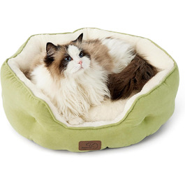 BEDSURE Cat Bed Washable - 63x53x20cm Cat Bed with Reversible Inner Cushion Cat Sleeping Place for Cats or Small Dogs (Light Green, L 51 x W 48 x H 15 cm)