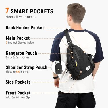 Чоловіча сумка через плече SKYSPER: стильна, захищена від крадіжок, для подорожей та повсякденного використання (чорна)